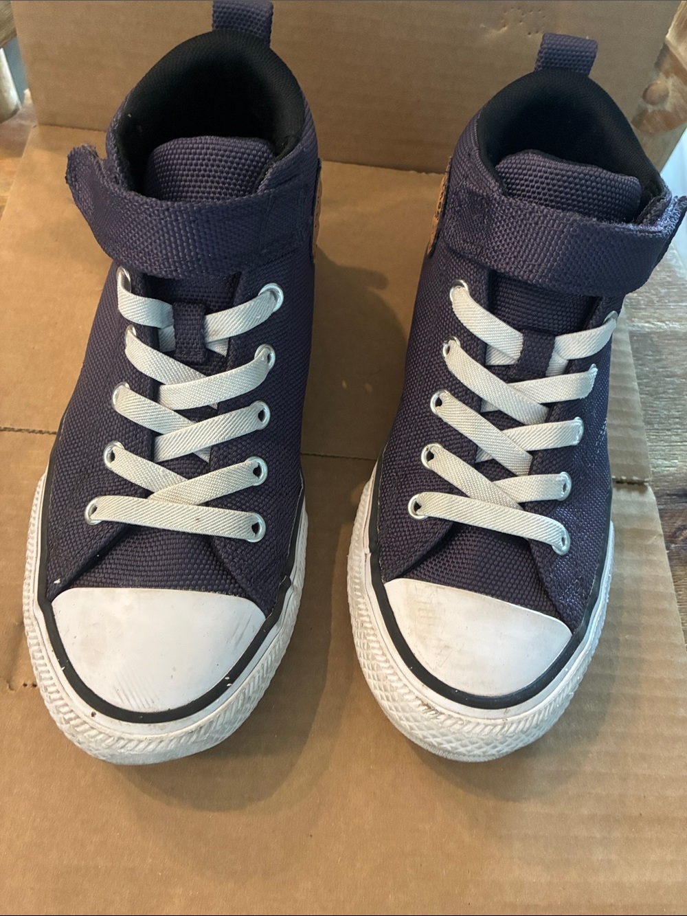Converse Kids Navy Canvas High-Top Sneakers with White Laces